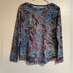 Chicos Shirt Top Womens Size XS Multicolor Long Sleeve Floral